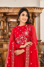 Divine Red Color Georgette Fabric Gown