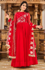 Divine Red Color Georgette Fabric Gown