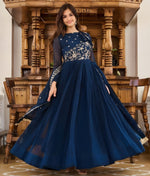 Divine Blue Color Georgette Fabric Gown