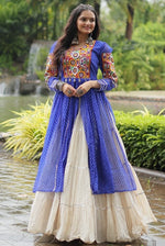 Lovely Blue Color Cotton Fabric Designer Kurti With Lehenga