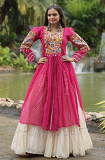 Lovely Pink Color Cotton Fabric Designer Kurti With Lehenga