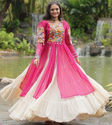 Lovely Pink Color Cotton Fabric Designer Kurti With Lehenga