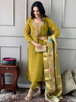 Amazing Green Color Viscose Fabric Designer Suit