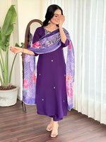 Amazing Purple Color Viscose Fabric Designer Suit