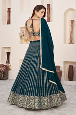 Magnetic Teal Color Georgette Fabric Party Wear Lehenga