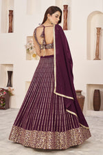 Magnetic Wine Color Georgette Fabric Party Wear Lehenga