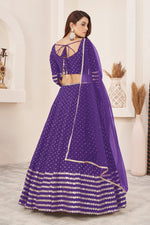 Magnetic Voilet Color Georgette Fabric Party Wear Lehenga