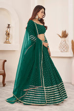 Magnetic Green Color Georgette Fabric Party Wear Lehenga