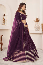 Magnetic Wine Color Georgette Fabric Party Wear Lehenga