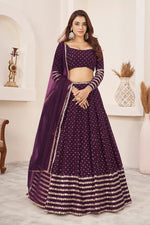 Magnetic Wine Color Georgette Fabric Party Wear Lehenga