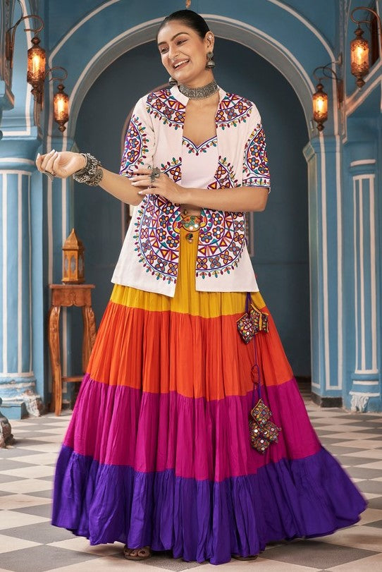 Magnetic Multi Color Viscose Fabric Designer Lehenga