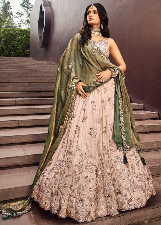 Magnetic Beige Color Viscose Fabric Party Wear Lehenga