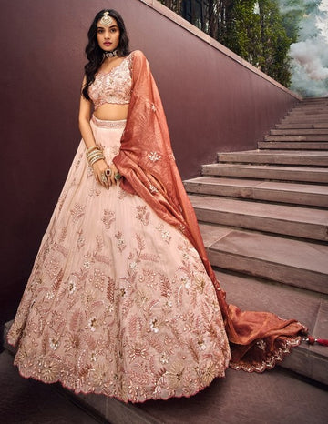 Magnetic Beige Color Viscose Fabric Party Wear Lehenga