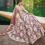 Magnetic Purple Color Satin Fabric Party Wear Lehenga