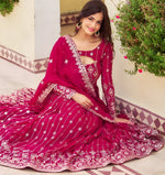 Magnetic Pink Color Georgette Fabric Party Wear Lehenga