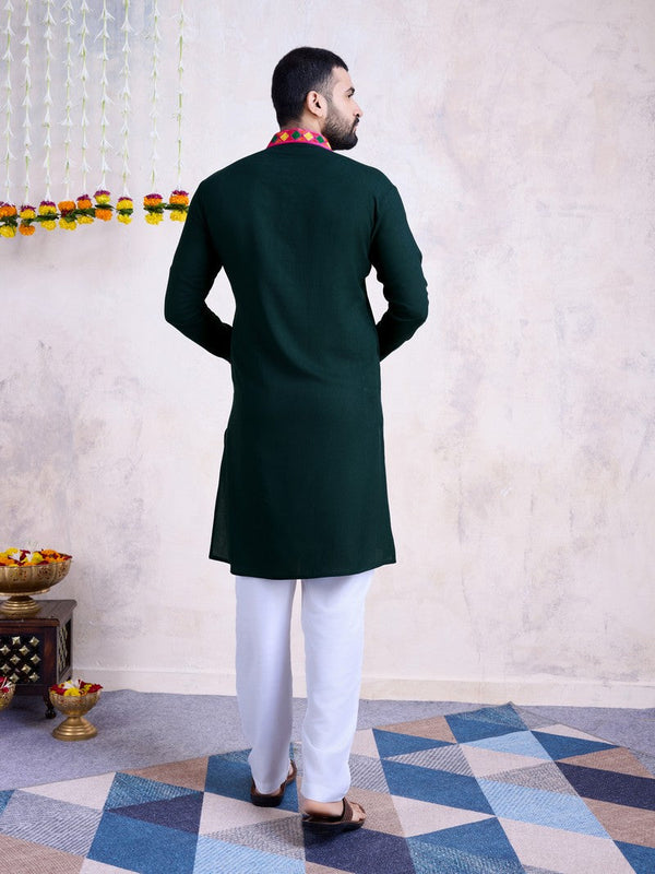 Amazing Green Color Rayon Fabric Mens Kurta With Dupatta