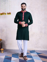 Amazing Green Color Rayon Fabric Mens Kurta With Dupatta