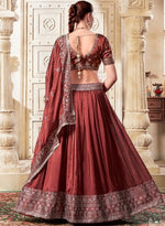 Magnetic Brown Color Rangoli Silk Fabric Party Wear Lehenga