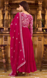 Pretty Magenta Color Georgette Fabric Gown