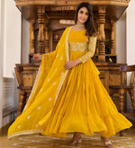 Pretty Yellow Color Georgette Fabric Gown