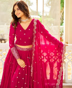 Superb Red Color Georgette Fabric Party Wear Lehenga