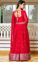 Superb Magenta Color Georgette Fabric Party Wear Lehenga