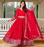 Superb Magenta Color Georgette Fabric Party Wear Lehenga