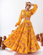 Amazing Yellow Color Chinon Fabric Cord Set