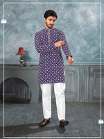 Amazing Voilet Color Silk Fabric Kurta Pajama