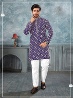 Amazing Voilet Color Silk Fabric Kurta Pajama