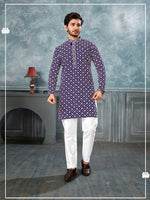 Amazing Voilet Color Silk Fabric Kurta Pajama