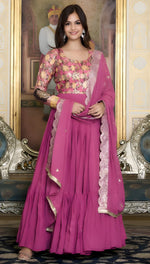 Striking Pink Color Georgette Fabric Gown