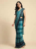 Pretty Turquoise Color Silk Fabric Readymade Saree