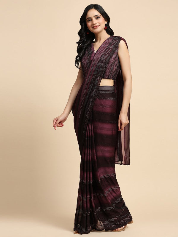 Pretty Wine Color Silk Fabric Readymade Saree