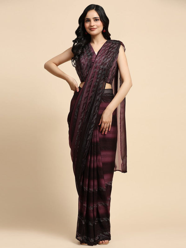 Pretty Wine Color Silk Fabric Readymade Saree