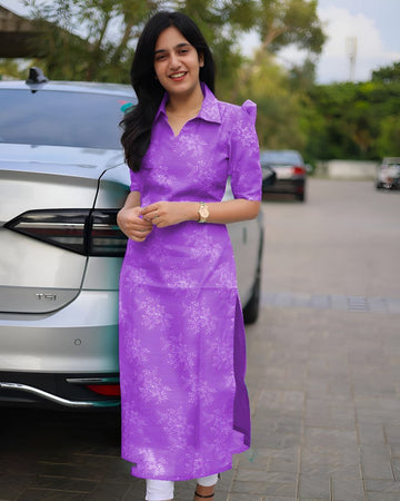 Pretty Purple Color Rayon Fabric Designer Kurti