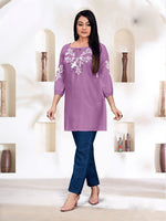 Pretty Purple Color Rayon Fabric Designer Kurti