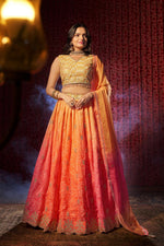 Lovely Orange Color Art Silk Fabric Party Wear Lehenga