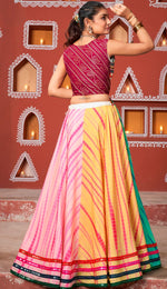 Amazing Multi Color Silk Fabric Designer Lehenga