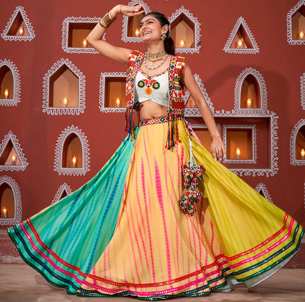 Amazing Multi Color Silk Fabric Designer Lehenga