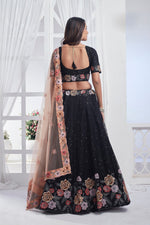 Lovely Black Color Net Fabric Party Wear Lehenga