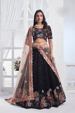 Lovely Black Color Net Fabric Party Wear Lehenga