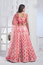 Lovely Peach Color Net Fabric Party Wear Lehenga