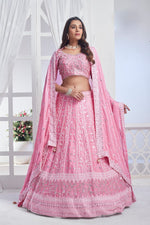 Lovely Pink Color Art Silk Fabric Party Wear Lehenga