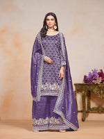 Tasteful Purple Color Crush Fabric Plazzo Suit