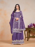 Tasteful Purple Color Crush Fabric Plazzo Suit