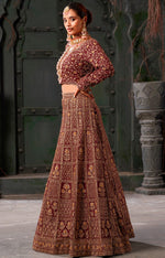 Beautiful Maroon Color Georgette Fabric Party Wear Lehenga