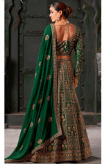 Beautiful Green Color Georgette Fabric Party Wear Lehenga