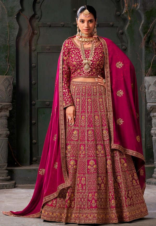 Beautiful Pink Color Georgette Fabric Party Wear Lehenga