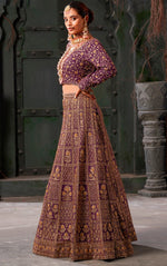 Beautiful Purple Color Georgette Fabric Party Wear Lehenga